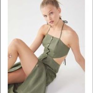 Urban Outfitters Olive Green Open Back Midi Dress
